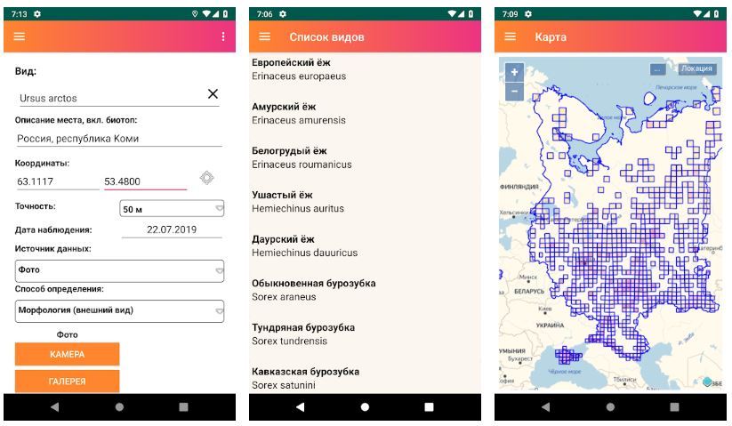 Приложение для телефона "Млекопитающие России"